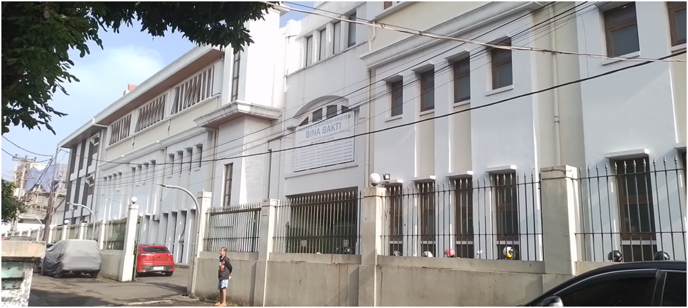 Gedung Utama SMPK1 Bina Bakti dari sisi Luar