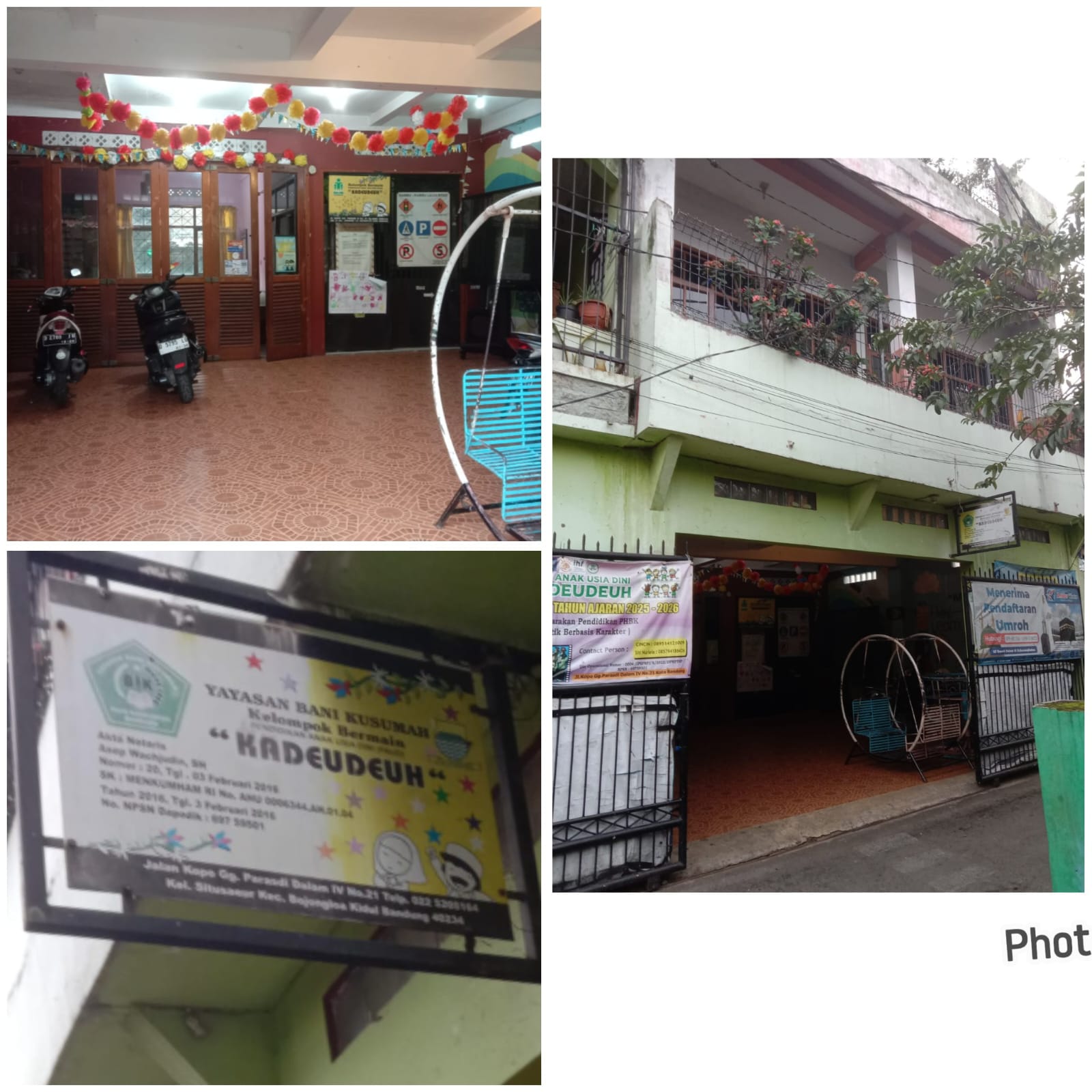 1.Gerbang utama sekolah,2.Plang sekolah,3 Gedung utama Sekolah