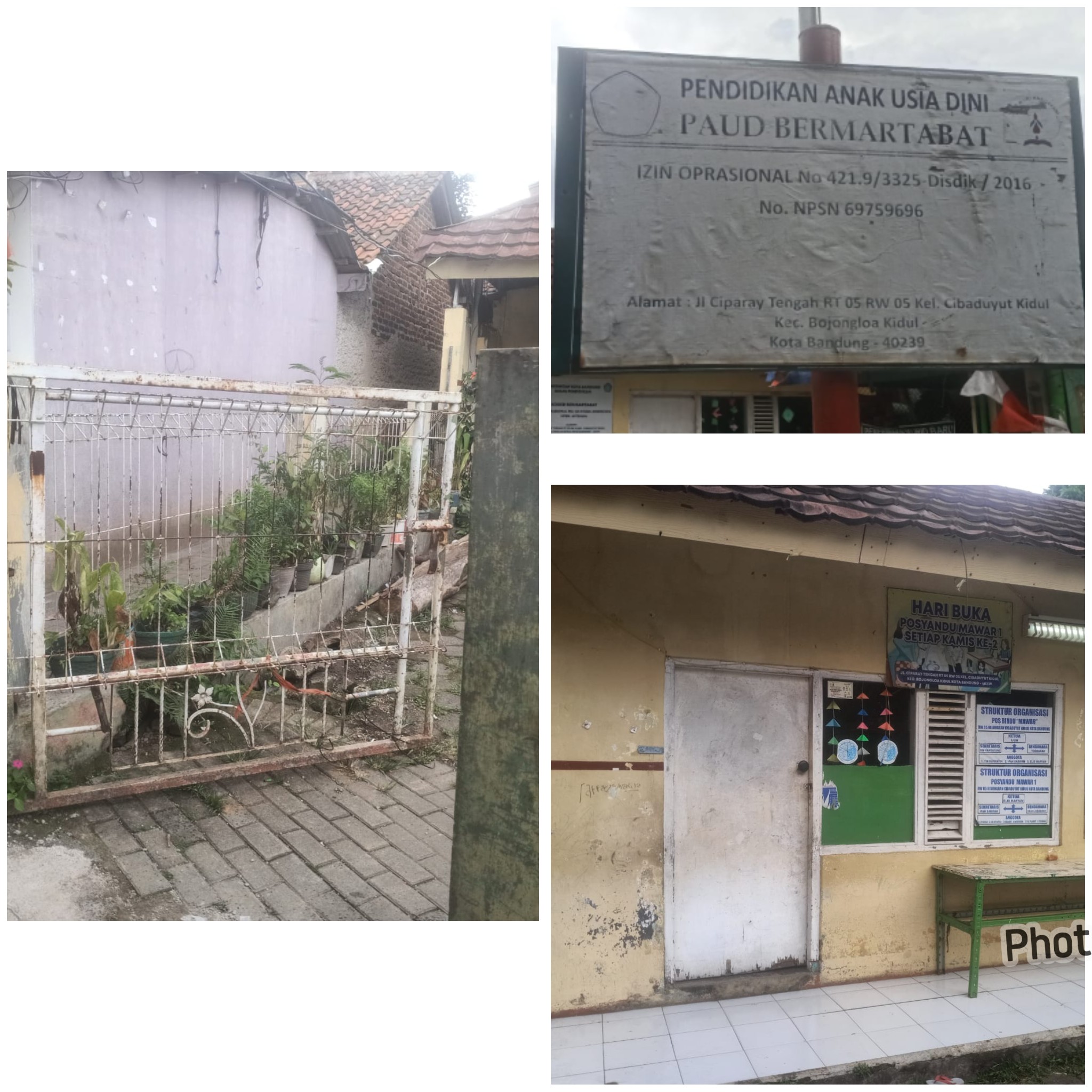 1. gedung sekolah , 2 . plang sekolah, 3. gedung utama sekolah
