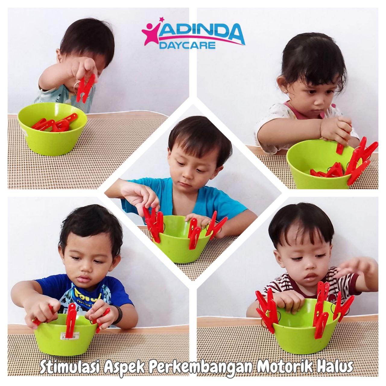 Mencabut jepitan pada mangkuk, ragam main untuk motorik halus