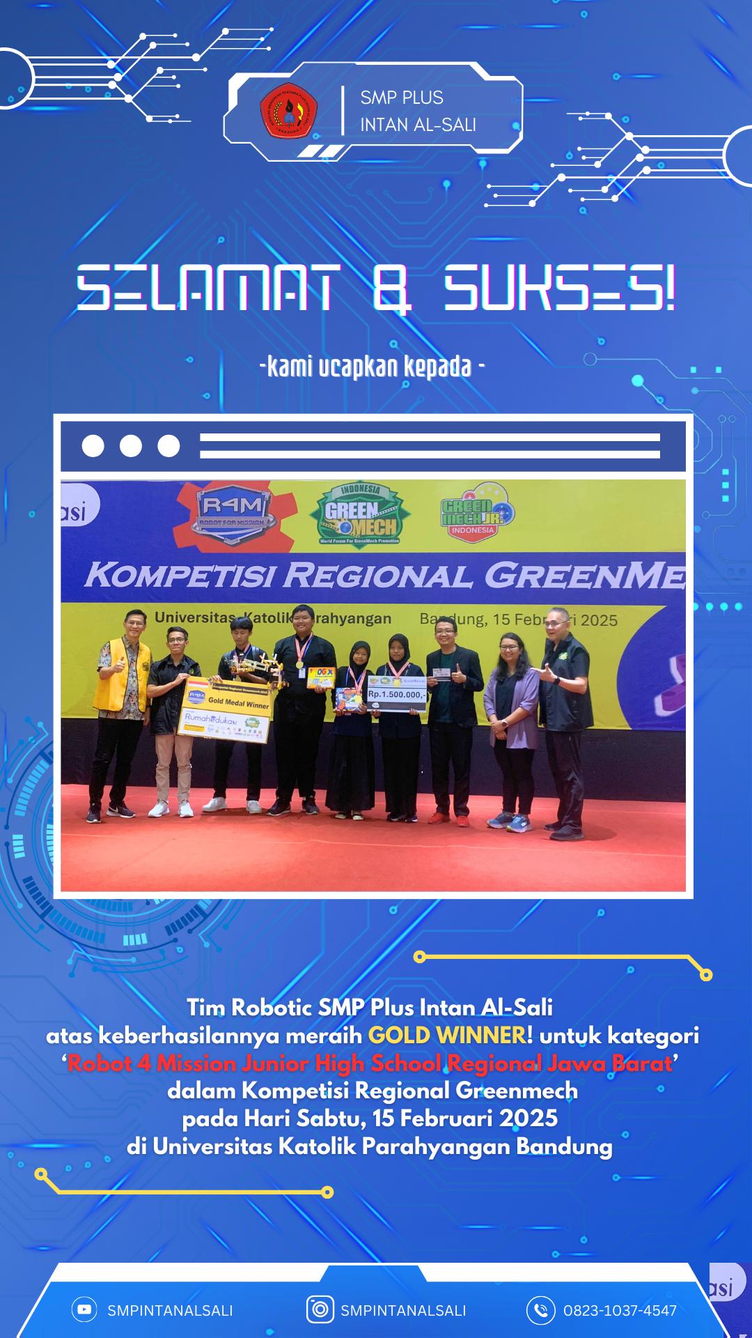 Gold Winner Kompetisi Regional Greenmech di Universitas Parahyangan, 15 Februari 2025